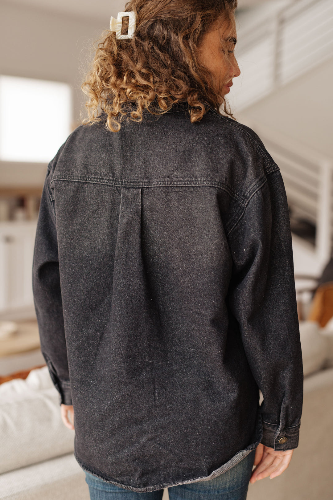 Free Reign Oversized Denim Jacket in Black