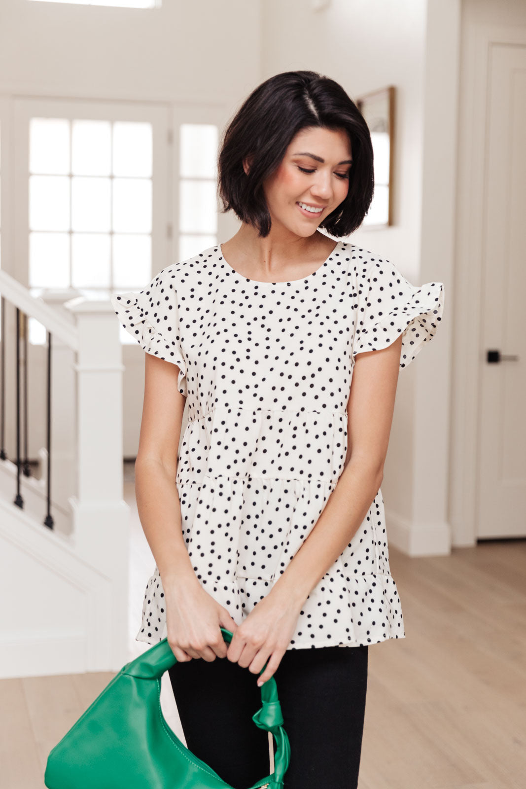 We Were Us Black and White Polka Dot Baby Doll Top