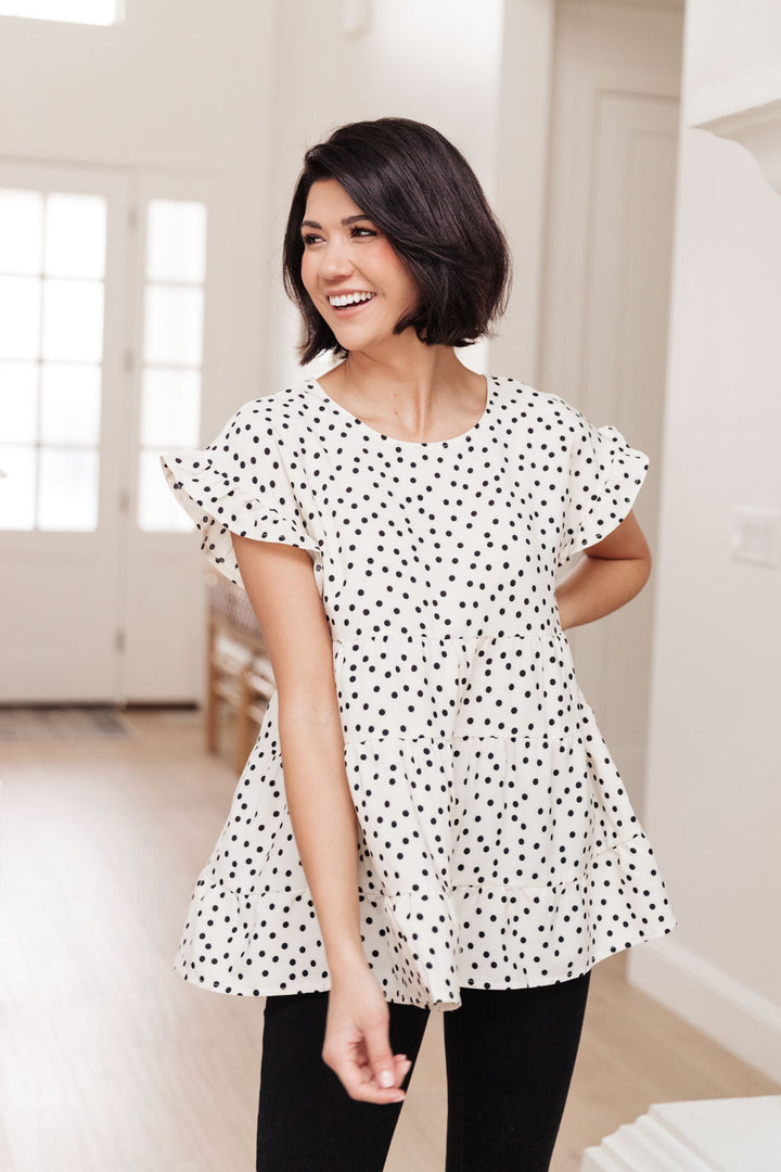 We Were Us Black and White Polka Dot Baby Doll Top