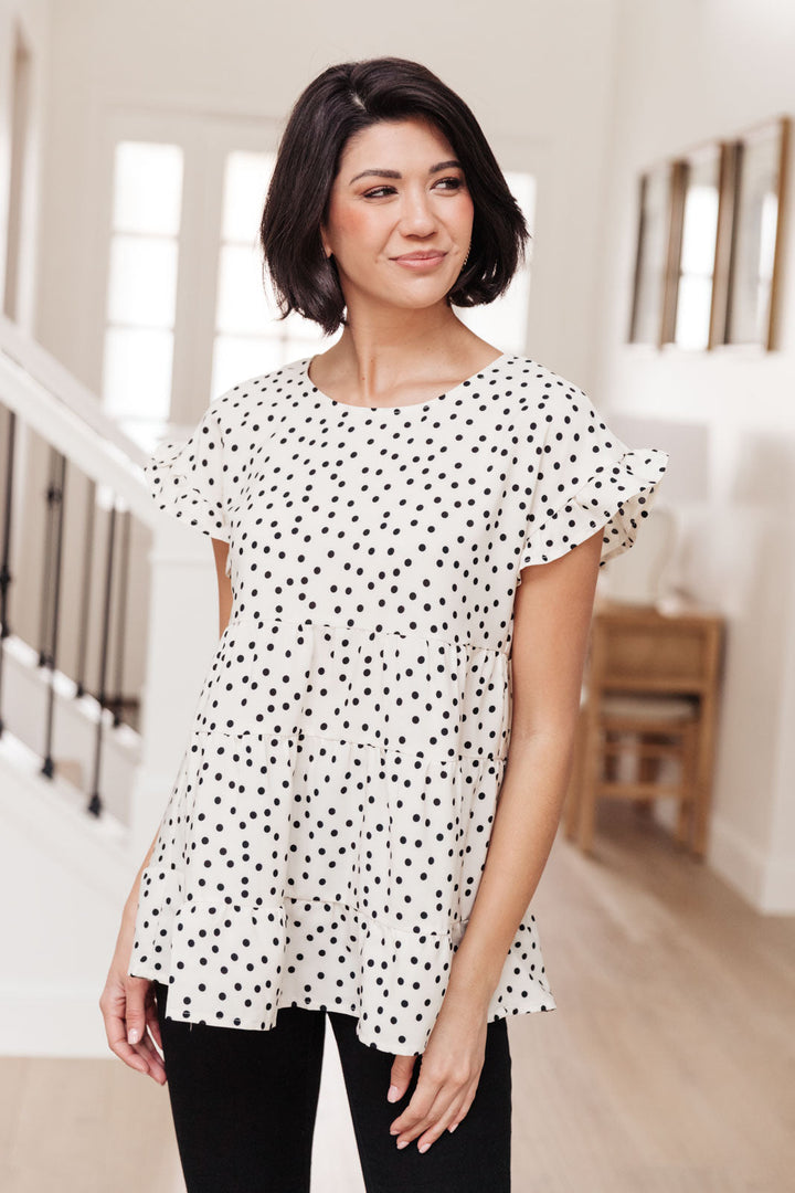 We Were Us Black and White Polka Dot Baby Doll Top