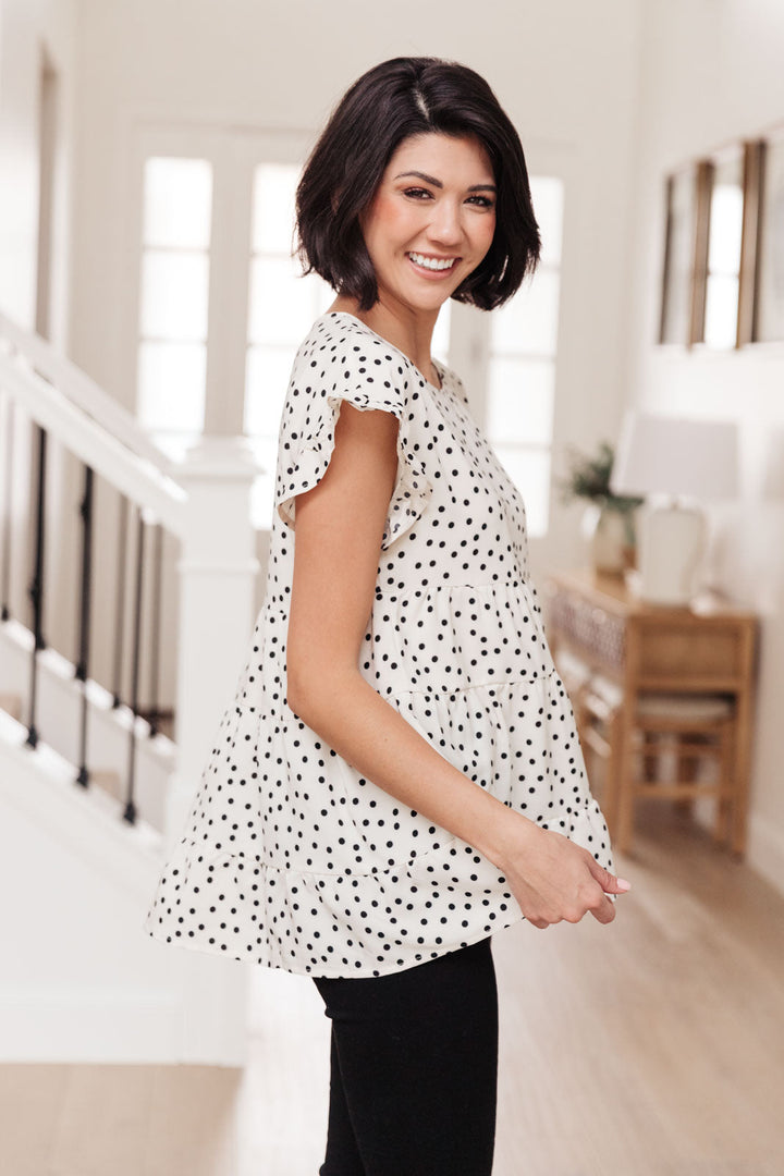 We Were Us Black and White Polka Dot Baby Doll Top