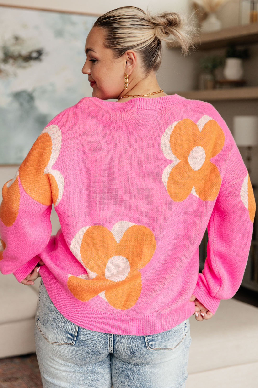 Quietly Bold Mod Floral Sweater --